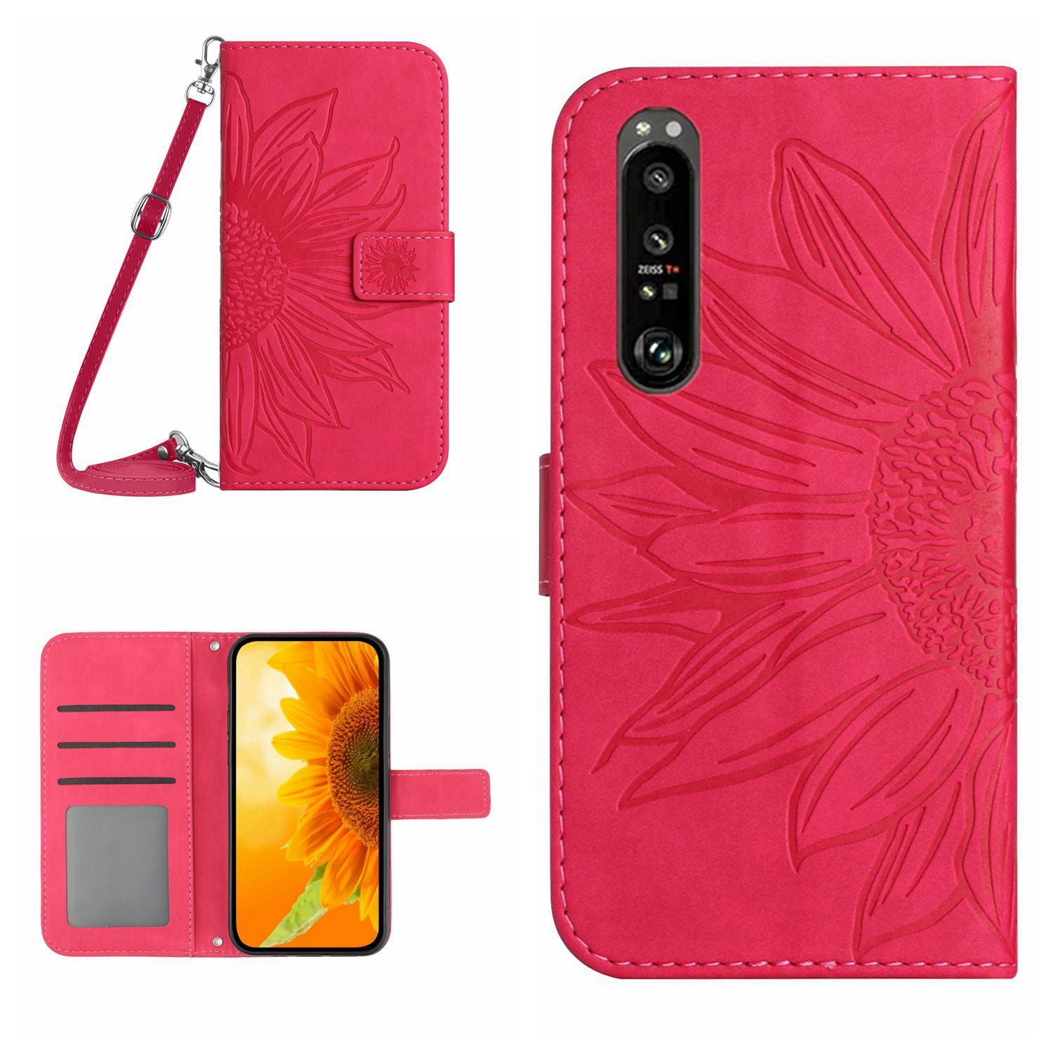 HT04 For Sony Xperia 1 VI Leather Case Sunflower Pattern Wallet Crossbody Phone Cover HT04 For Sony Xperia 1 VI Leather Case Sunflower Pattern Wallet Crossbody Phone Cover